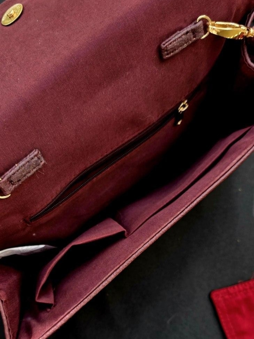 Burgundy Studded Clutch Wristlet With Studded Accents - Picture 2 of 5